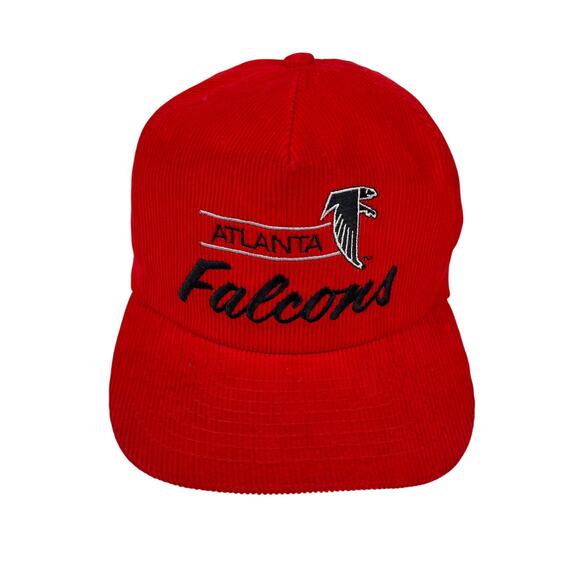 Vintage Atlanta Falcons Red Corduroy‎ Snapback Hat Annco NFL Script - Picture 2 of 8
